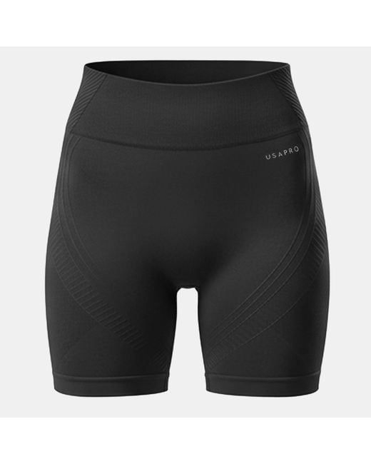 Usa Pro Black Seamless Longline Cycling Shorts