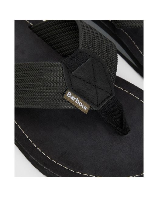 Barbour Black Toeman Beach Sandal for men