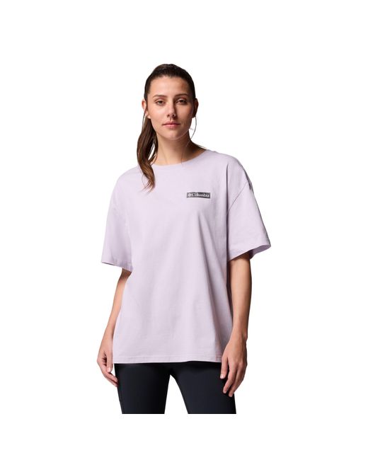 Columbia Purple S Rolling Bend Graphic Oversized Tee