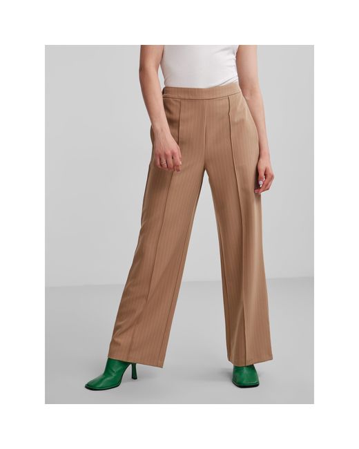 Pieces Brown High Waist Wide Straight Leg Trouser