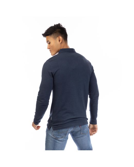 Peter Werth Blue Albery Long Sleeve Polo Shirt for men