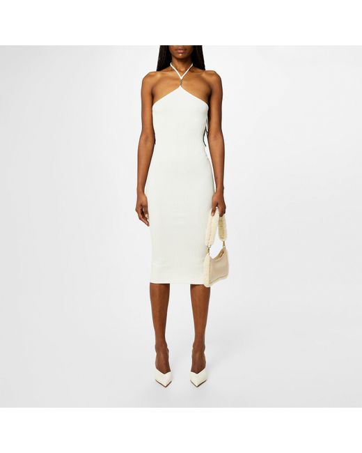 Amiri White Knitted Midi Dress