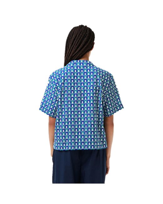 Lacoste Blue Short-Sleeve Patterned Shirt