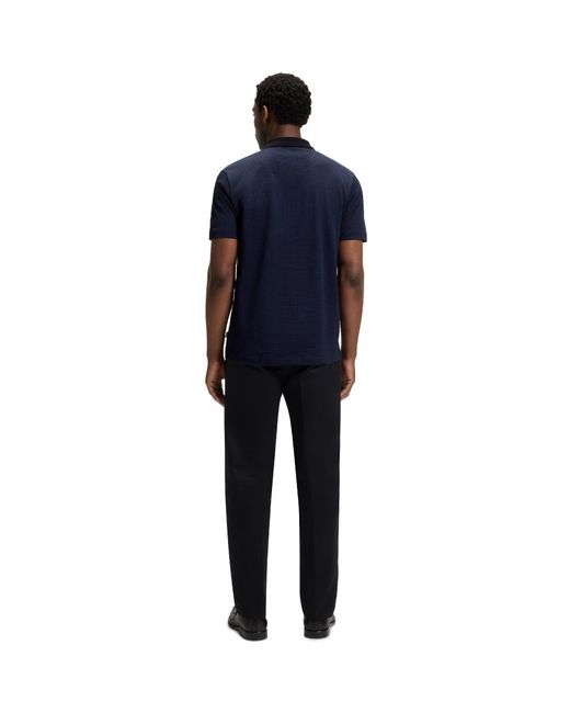 Boss Blue Short Sleeve Polo Shirt With Ribbed Collar (C Parlay) for men