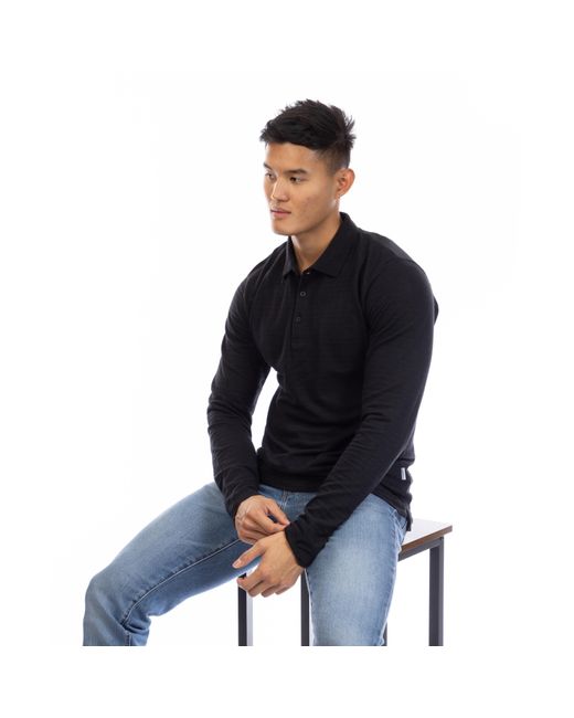 Peter Werth Black Albery Long Sleeve Polo Shirt for men