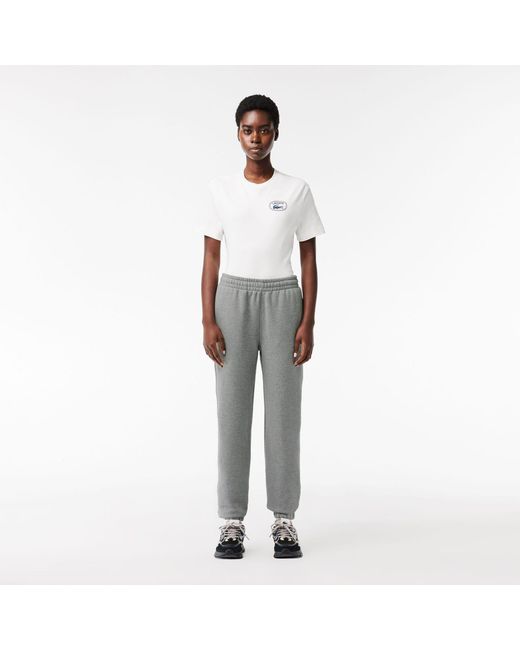 Lacoste Gray Straight Leg Embroidered Sweatpants