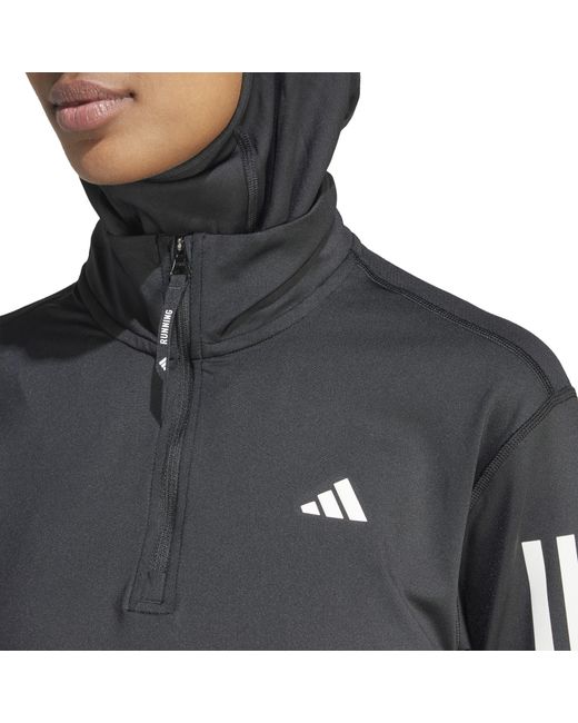 Adidas Black Own The Run Half-Zip Running Top