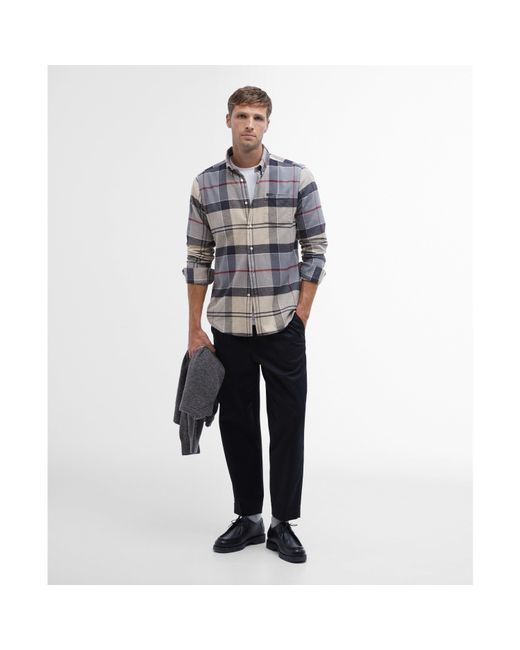 Barbour Gray Edderton Long Sleeve Patterned Shirt for men