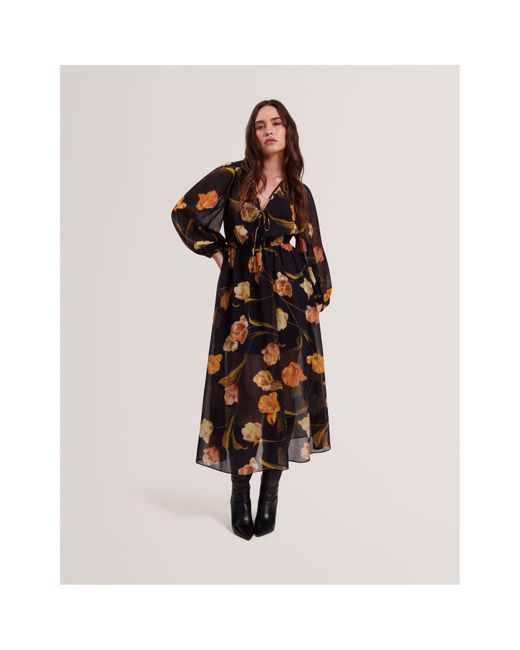 Ted Baker Black Plain Midi Tea Dress