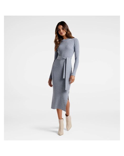 Forever New Blue Grayson Midi Knit Dress
