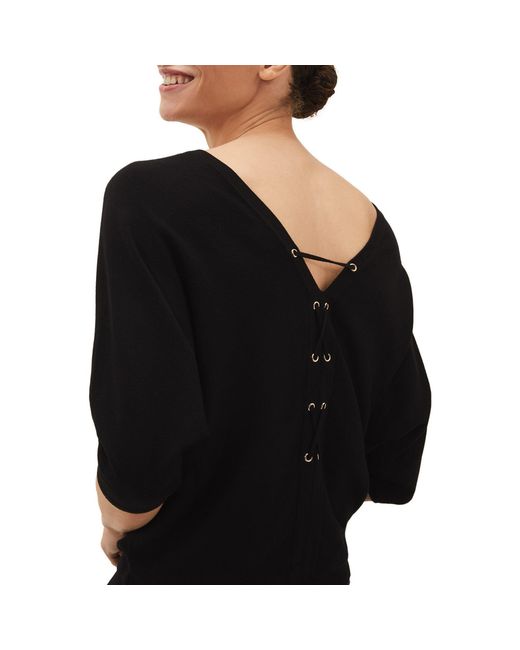 Phase Eight Black Cristine Lace Up Knit