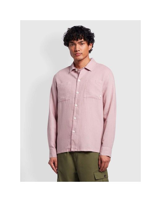 Farah Pink Nelson Slub Shirt for men