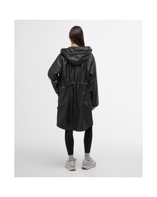 Barbour Black Atlas Hooded Long Sleeve Knee Length Rain Anorak