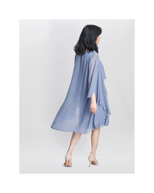 Gina Bacconi Blue Lois Jacket Dress With Tiered Bodice