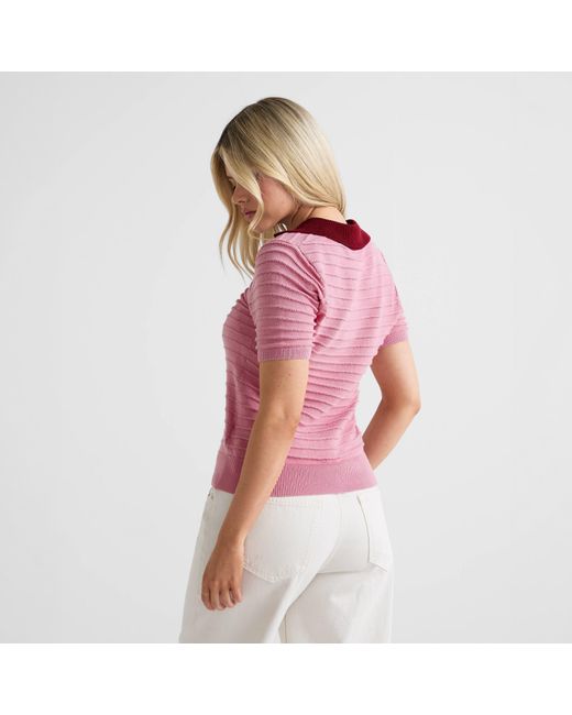 Varley Pink Short Sleeve Polo Shirt
