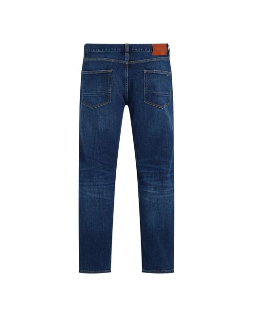 Tommy Hilfiger Blue Denton Whiskered Straight Leg Jeans for men
