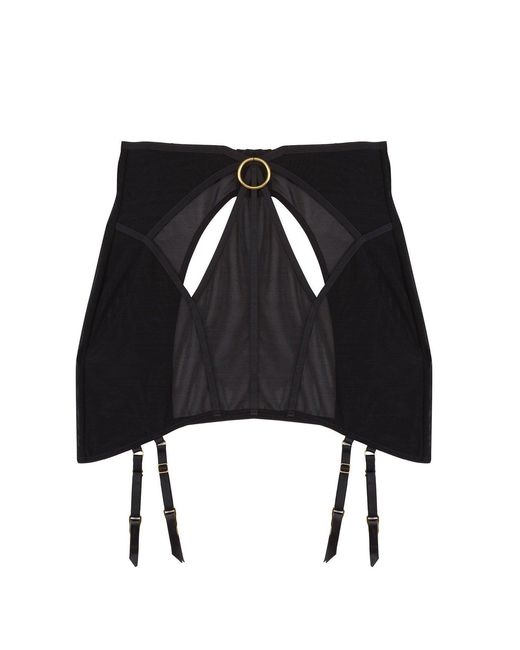 Wolf & Whistle Black Emilia Mesh Cut Out Double Ring Girdle