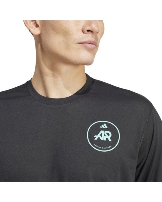 Adidas Black Otr Ar Long Sleeve Performance Running Top for men