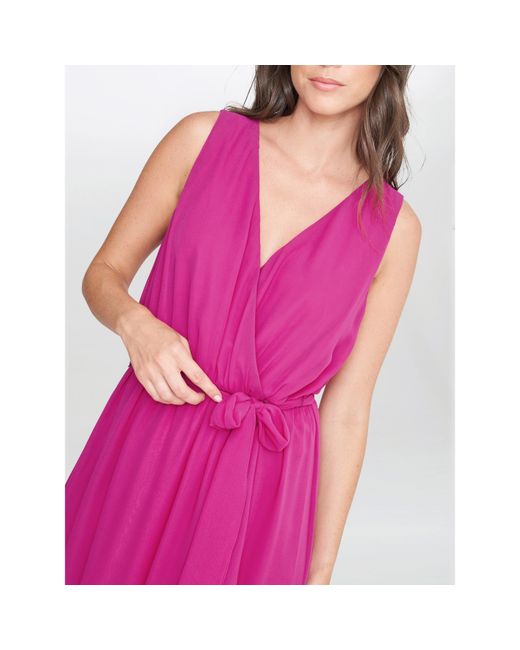 Gina Bacconi Pink Imogen Sleevless Wrap Dress