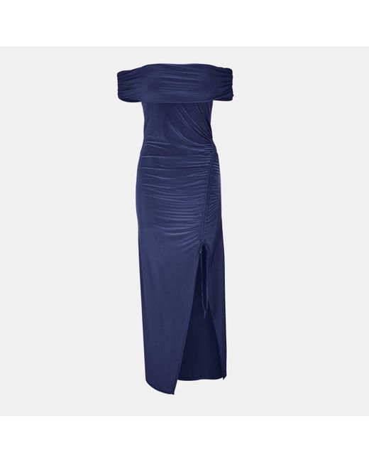 Biba Blue Bardot Maxi Slinky Dress