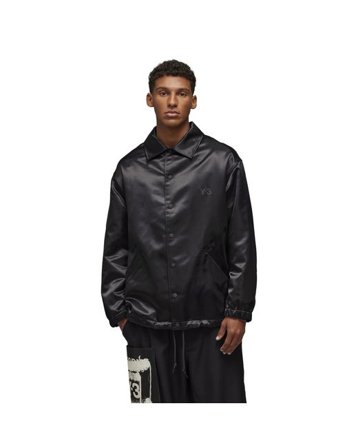 Y-3 Black Graphic Long Sleeve Coach Jacket for men