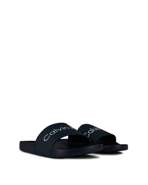 Calvin Klein Blue Pool Logo Sliders for men