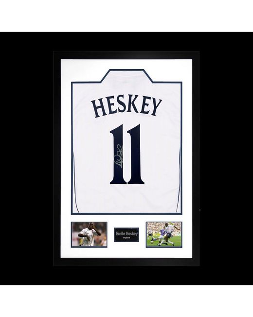 The Fan Cave Black Emile Heskey Signed England Shirt Premium Frame