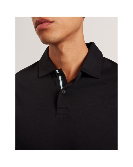 Ted Baker Black Mercerised Short Sleeve Polo Shirt for men
