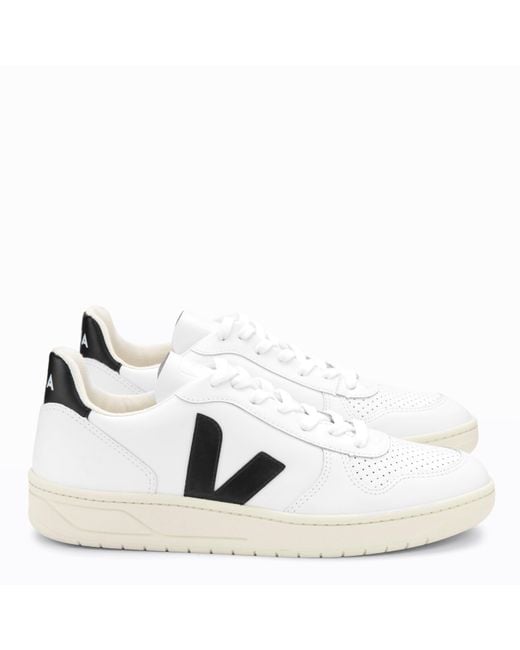 Veja White V-10 Leather Trainer for men