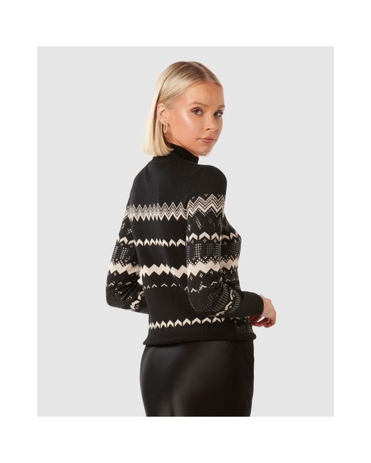Forever New Black Steph Embellished Fair Isle Jumper