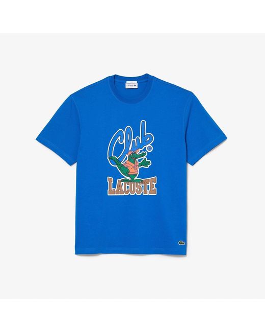 Lacoste Blue Relaxed Fit Signiature Print T-Shirt for men