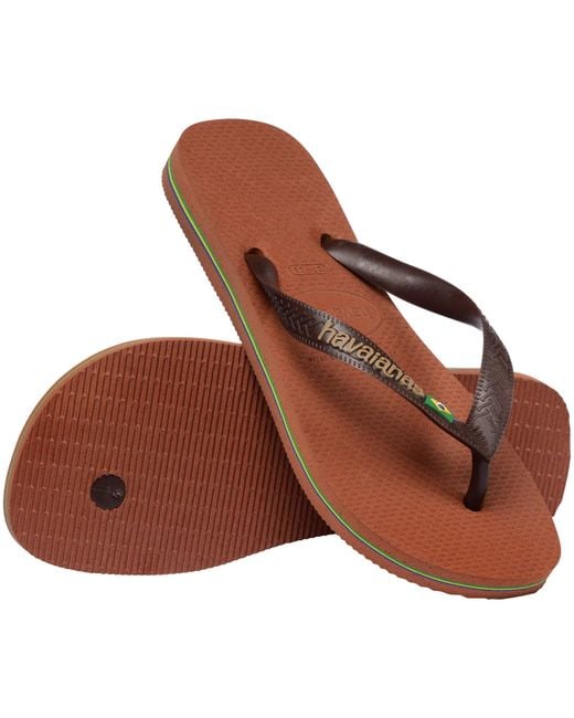 Havaianas Brown Brasil Logo Flip Flops