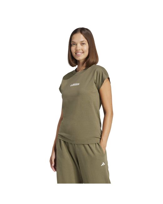 Adidas Green Essentials Linear Cotton T-Shirt