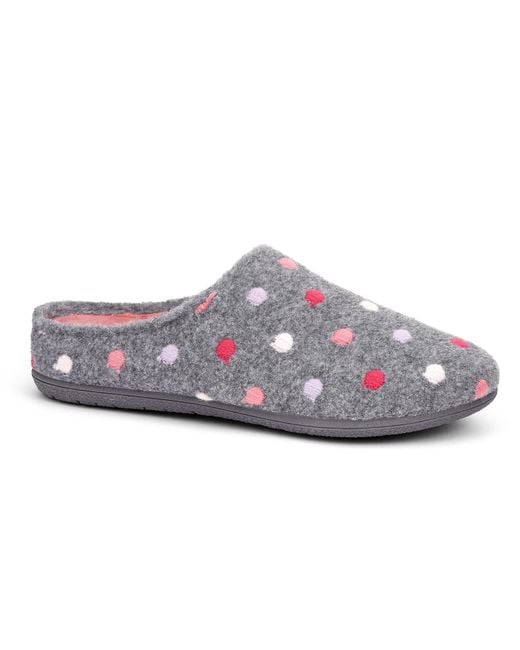 Hotter Gray Dotty Slippers