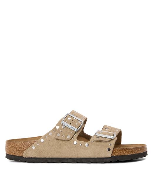 Birkenstock Natural Arizona Rivet Flat Sandals