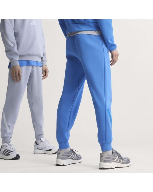 Adidas Blue Z.N.E. Tapered-Fit Tracksuit Bottoms for men