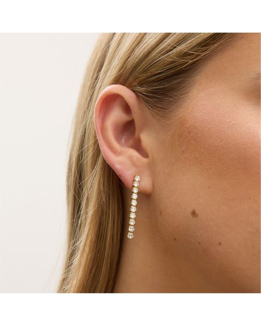 Jon Richard White Rhodium Plated Cz Round Tennis Earrings