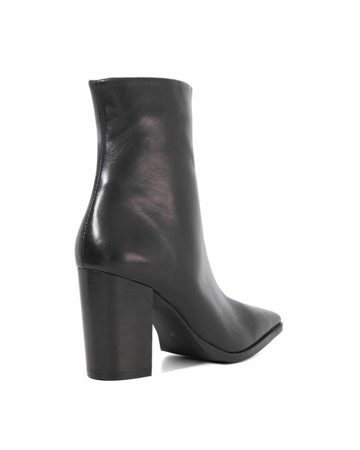 Dune Black Patent Ankle Heeled Boots