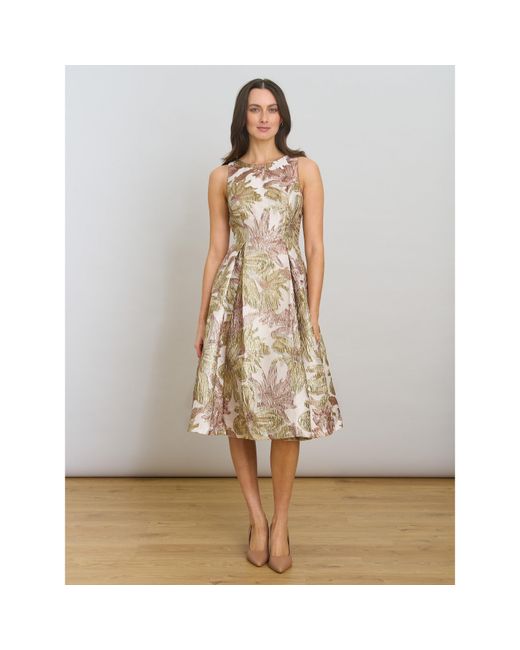 Gina Bacconi Natural Alexandra Printed Jacuard Dress