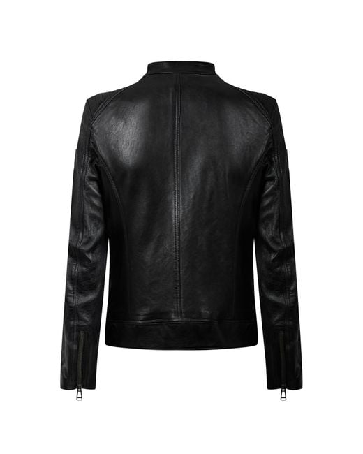 Belstaff Black V Racer Water-Repellent Leather Long Sleeve Slim Fit Leather Jacket for men