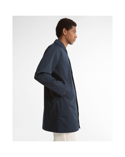 Barbour Blue Lorden Thigh Length Long Sleeve Button Mac for men