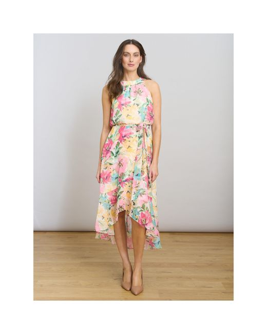 Gina Bacconi Pink Beatrice Lurex Chiffon Dress