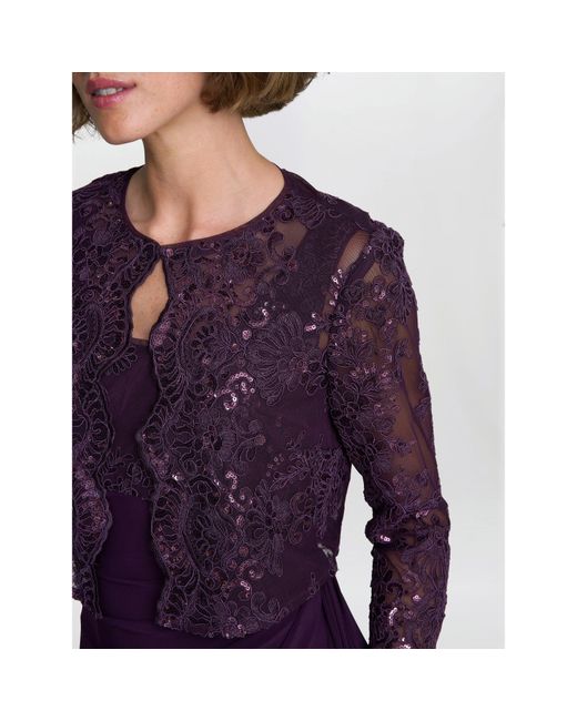 Gina Bacconi Purple Susanne Maxi Dress With Lace Jacket