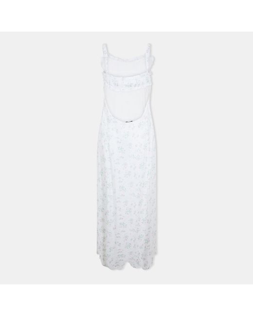 Jack Wills White Jw Ruched Midi Slit Tea Dress