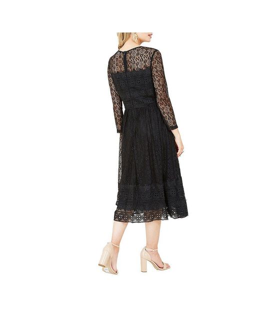 Yumi' Black Lace Skater Dress