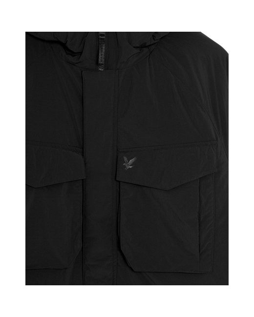 Lyle & Scott Black Lyle & Scott Funnel Neck Long Sleeve Parka for men