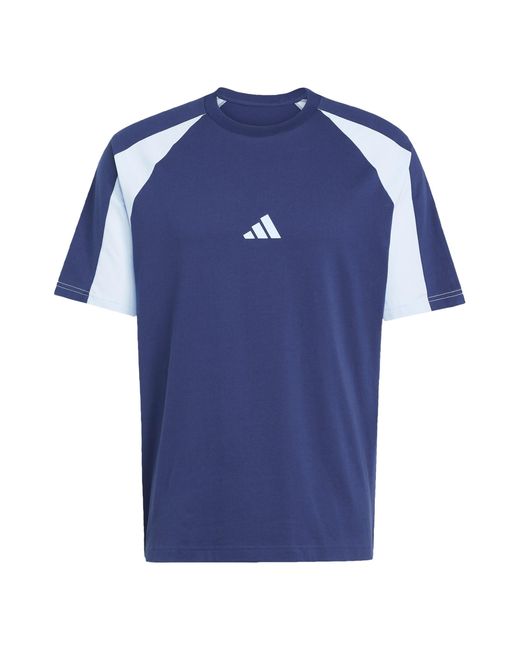 Adidas Blue Seasonal Essentials Colorblock T-Shirt for men