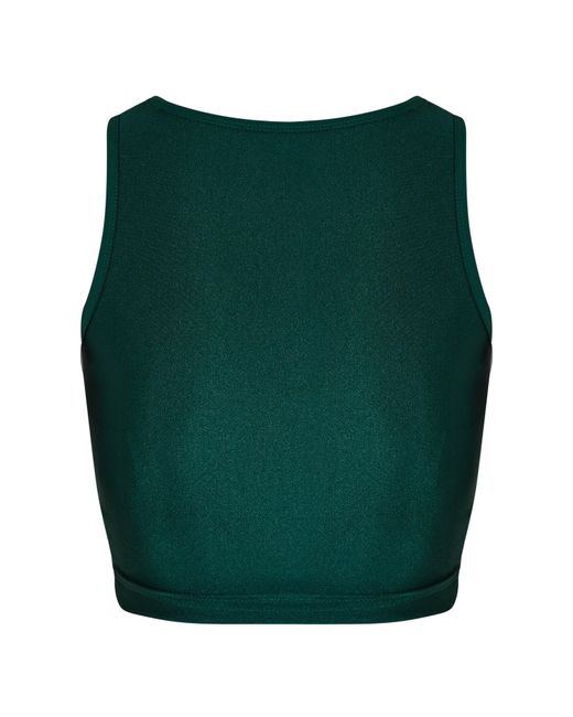 Reebok Green Shiny Yoga Scribble Crop Top