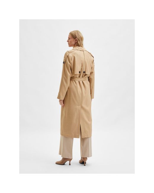 SELECTED Metallic Bern Water Resistant Cotton Long Sleeve Trench Coat