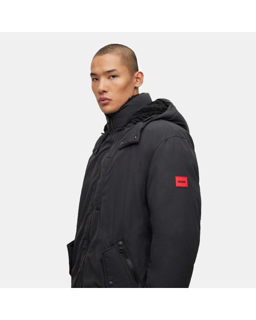 HUGO Black Medium Puffer Jacket for men